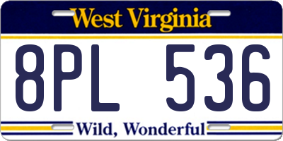 WV license plate 8PL536