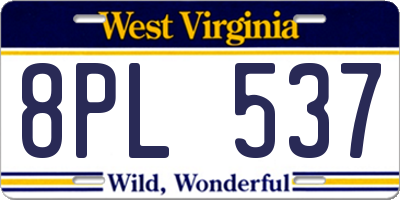 WV license plate 8PL537