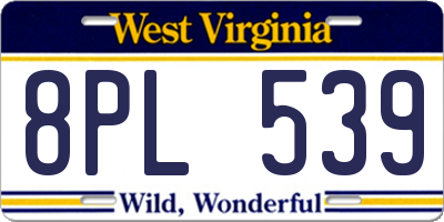 WV license plate 8PL539