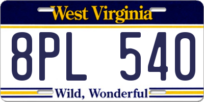 WV license plate 8PL540
