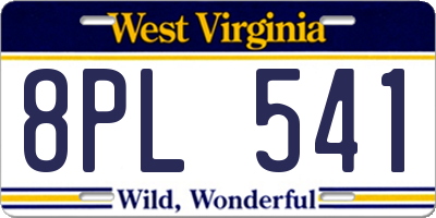 WV license plate 8PL541