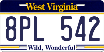 WV license plate 8PL542