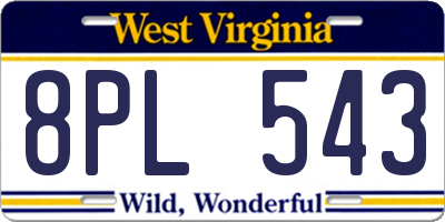 WV license plate 8PL543