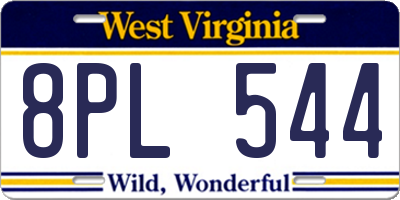 WV license plate 8PL544