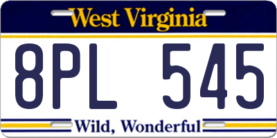 WV license plate 8PL545