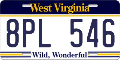 WV license plate 8PL546