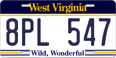 WV license plate 8PL547