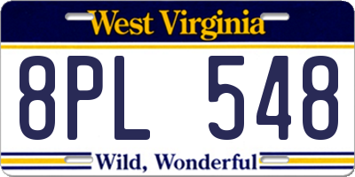 WV license plate 8PL548