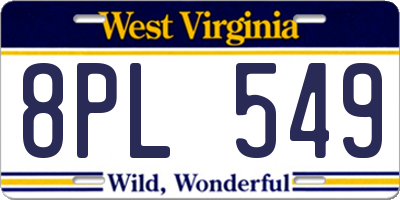 WV license plate 8PL549