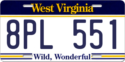 WV license plate 8PL551