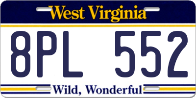 WV license plate 8PL552