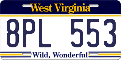 WV license plate 8PL553