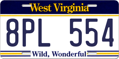 WV license plate 8PL554