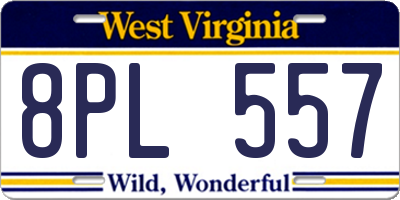 WV license plate 8PL557