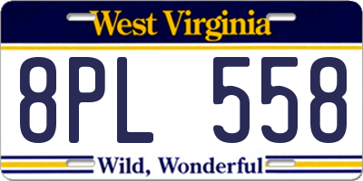 WV license plate 8PL558