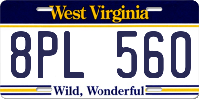 WV license plate 8PL560