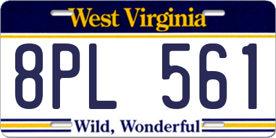 WV license plate 8PL561