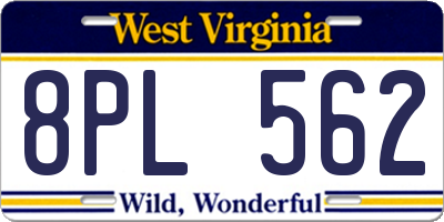 WV license plate 8PL562