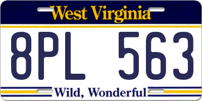 WV license plate 8PL563