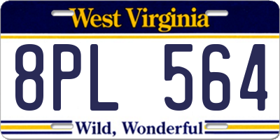 WV license plate 8PL564