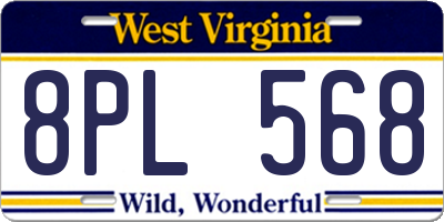 WV license plate 8PL568