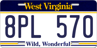 WV license plate 8PL570