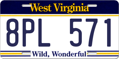 WV license plate 8PL571