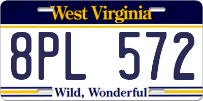 WV license plate 8PL572