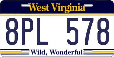 WV license plate 8PL578