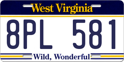 WV license plate 8PL581