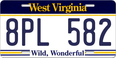 WV license plate 8PL582