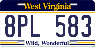 WV license plate 8PL583