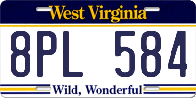 WV license plate 8PL584