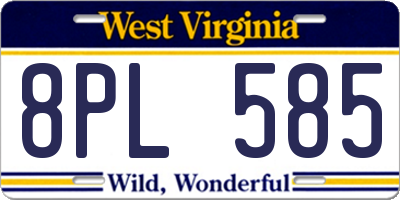 WV license plate 8PL585