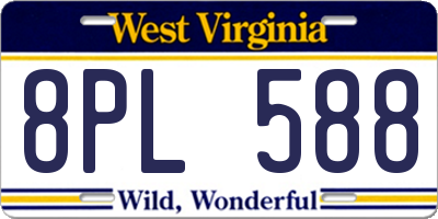 WV license plate 8PL588