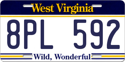 WV license plate 8PL592