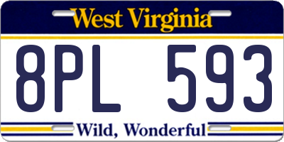 WV license plate 8PL593