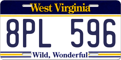 WV license plate 8PL596