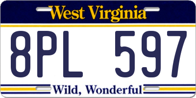 WV license plate 8PL597