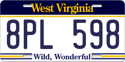 WV license plate 8PL598