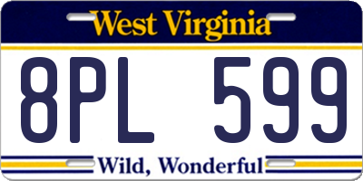 WV license plate 8PL599