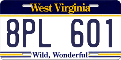 WV license plate 8PL601