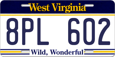 WV license plate 8PL602