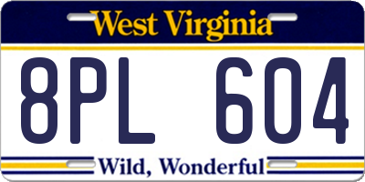 WV license plate 8PL604