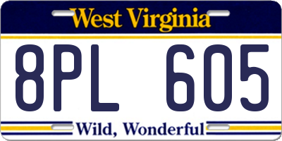 WV license plate 8PL605