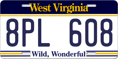 WV license plate 8PL608