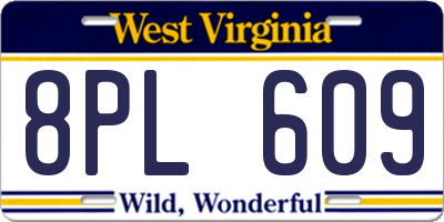 WV license plate 8PL609