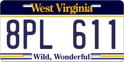 WV license plate 8PL611