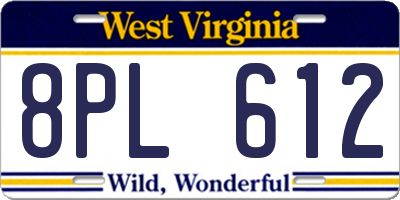 WV license plate 8PL612