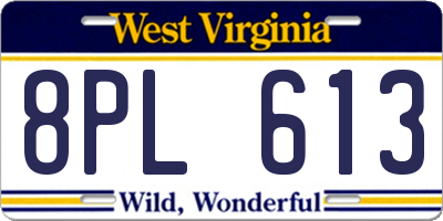 WV license plate 8PL613